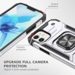 Wholesale Cube Style Armor Case with Rotating Ring Holder, Kickstand and Magnetic Car Mount Plate for iPhone 12 / 12 Pro 6.1 (Silver)